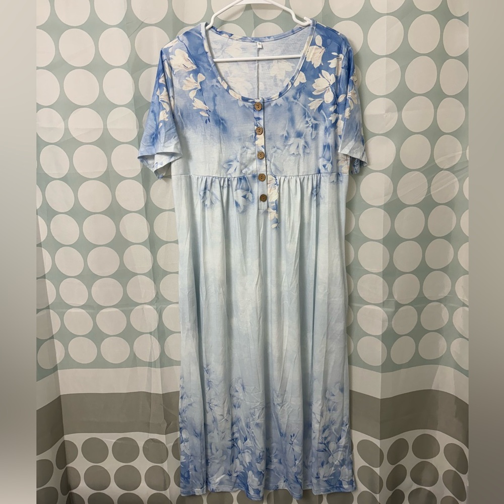 White and Blue Flower Dress